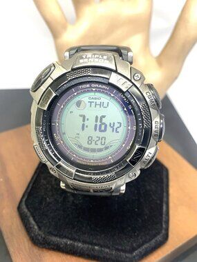 Casio Pro Trek Men's Watch PRG130T Solar Triple Sensor Digital Titanium 3135